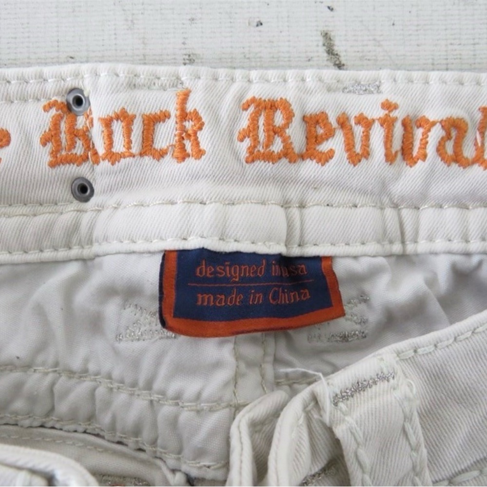 Rock Revival White and Orange Embroidered Jeans - Picture 4 of 8